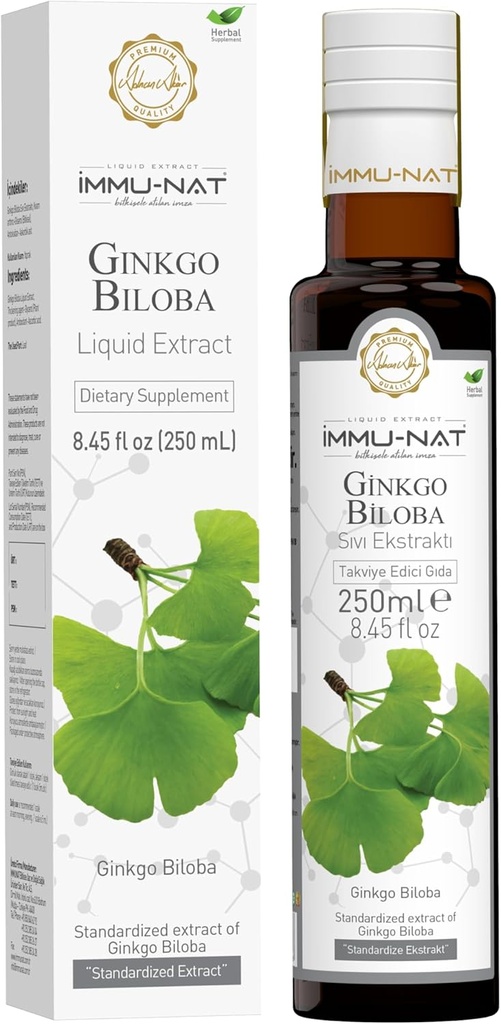 ג'ינקגו בילובה Premium נוזל תוסף - 8.5oz - Enhances Memory & Cognitive Function - Herbal Formula