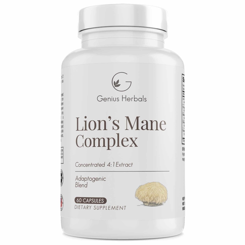 Lions Mane Complex - 4:1 לחלץ לבריאות המוח, קוגניטיבית וזיכרון תמיכה - 60 קפסולות