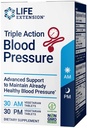 Life Extension Triple Action Blood Pressure, Heart Health Supplement, quercetin, stevia לחלץ, מלטונין, בוקר ו Night Support, Gluten-Free, non-GMO, Vegetarian, 60 טבליות
