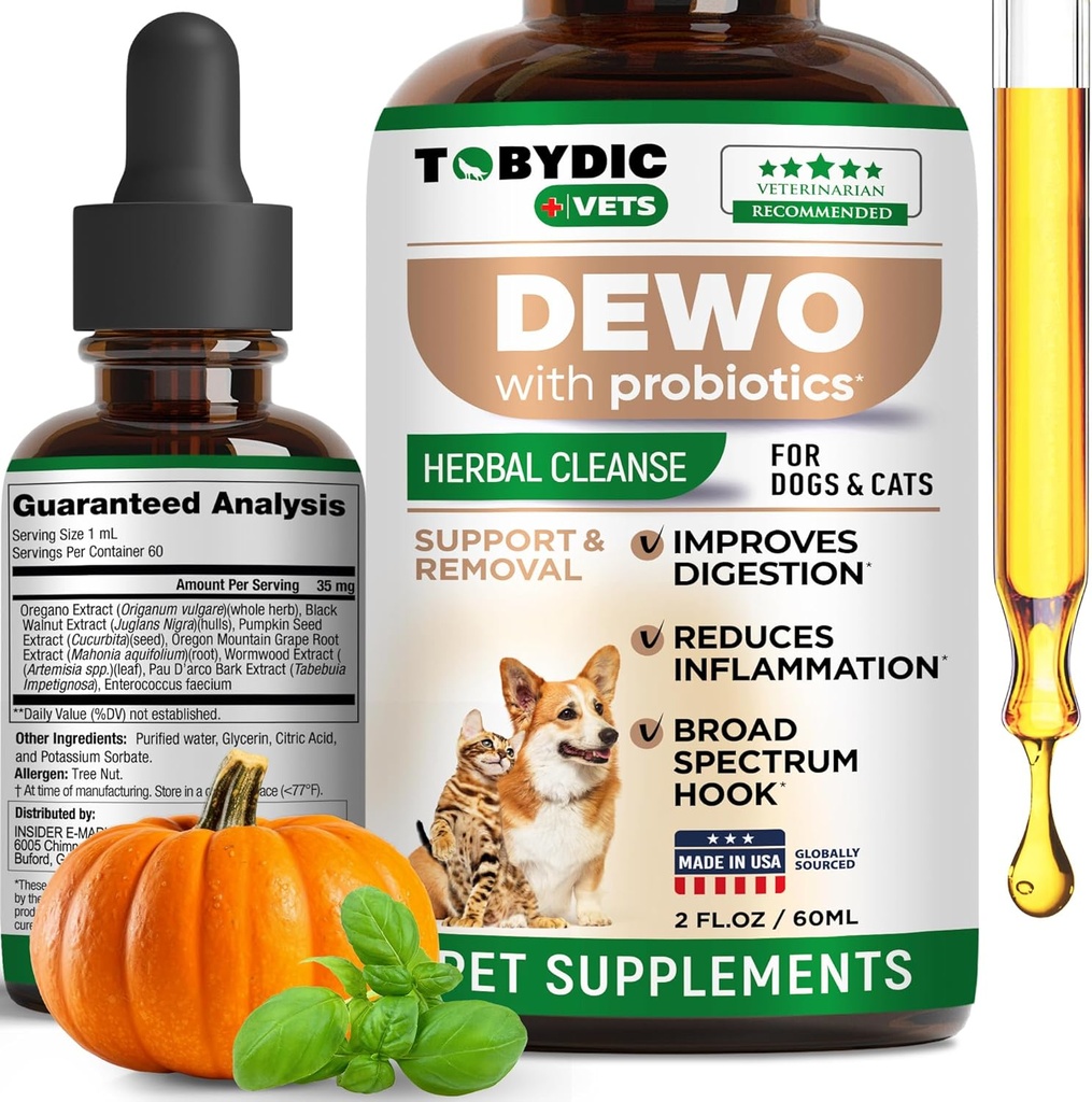 הרחבה רחבה של Herbal Intestinal הגנה עם פרוביוטיקה לחתולים וכלבים - תמיכה טבעית מסייעת להסיר טוקסין - תוספות - המיוצר בארה"ב
