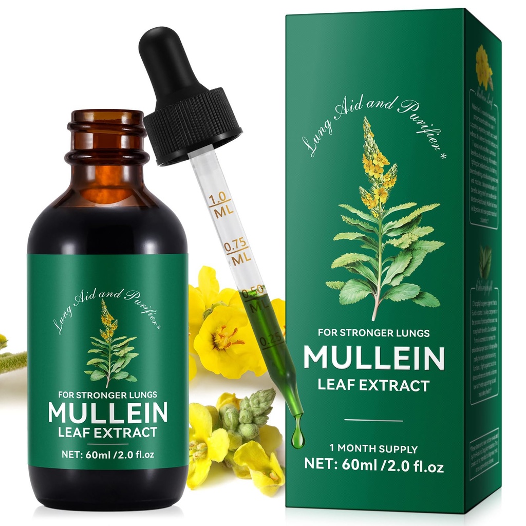 Mullein Leaf Extracts-Organic נוזל מולליין תוספת בריאות Lungs - טבעוני, לא תוספת של ניקוי אחים לתמיכה בבריאות