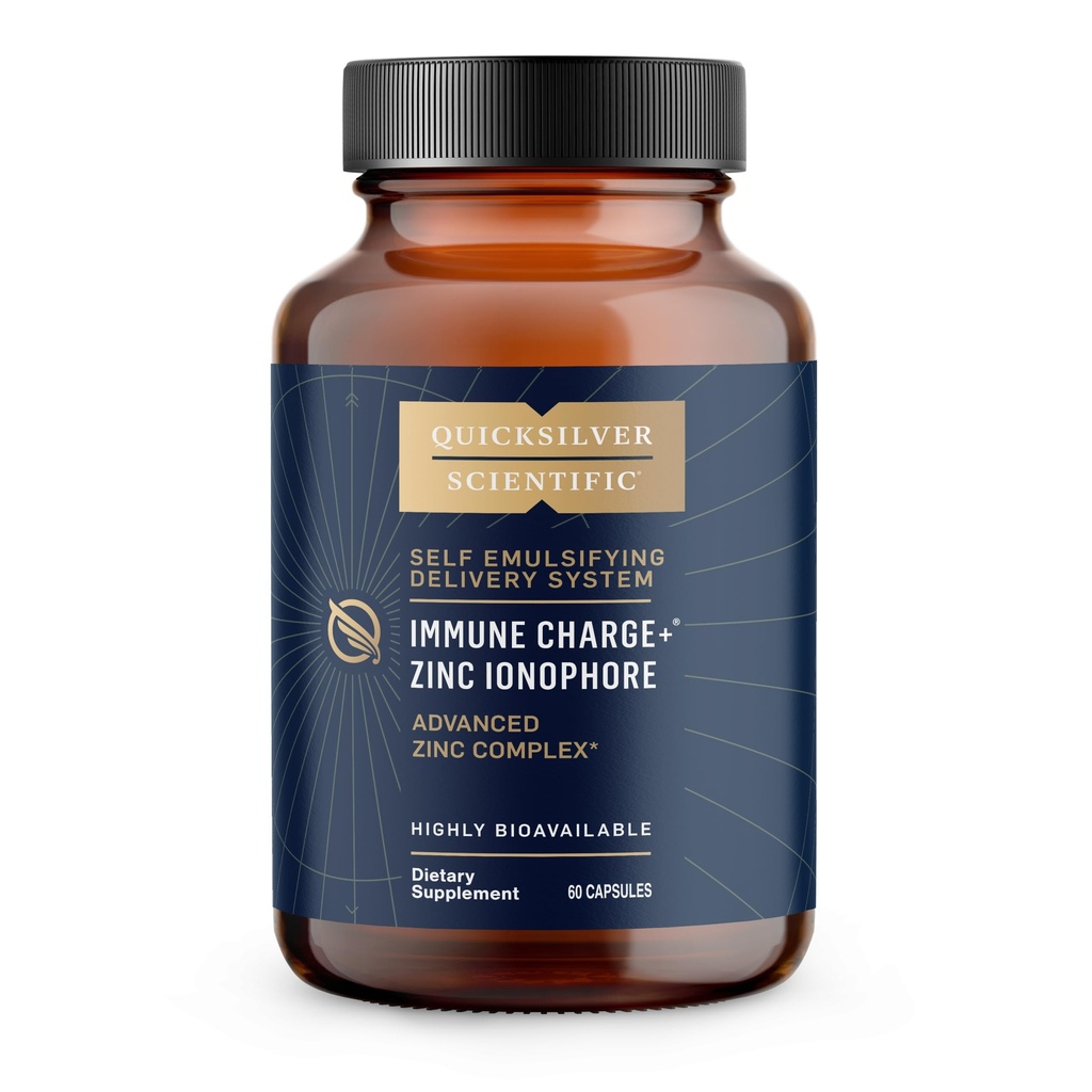 Quicksilver Scientific Immune Charge+ Zinc Ionophore - תוספת Znc המורכבת עם Quercetin, Luteolin, Hesperetin Immune + GI תמיכה (60 קפסולות)