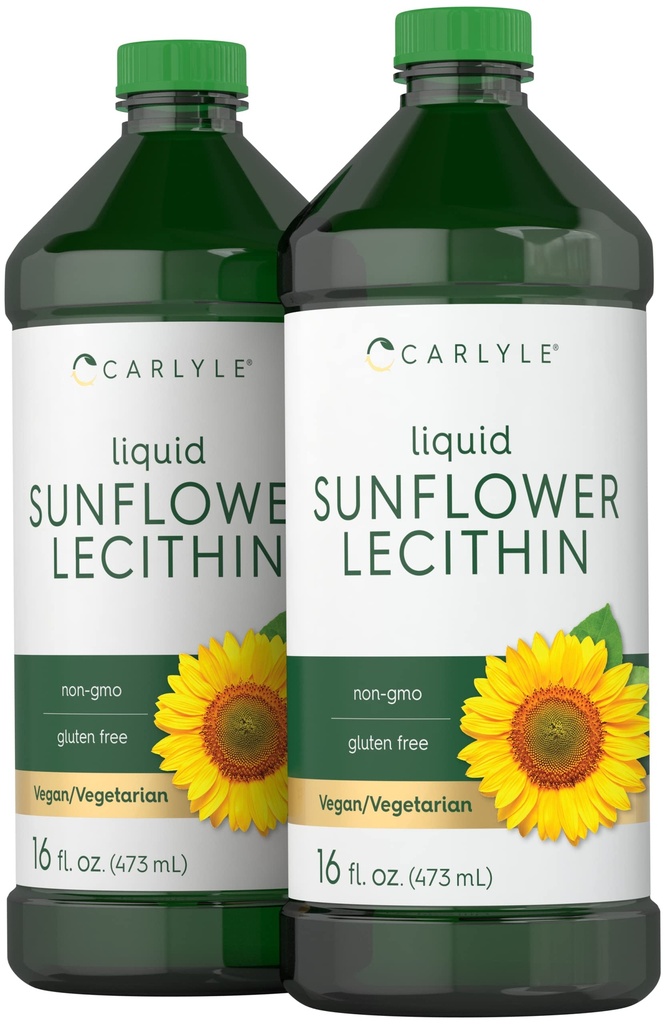 Karlyle Sunflower Lecithin נוזלי 16 oz | 2 Pack | טבעוני, Vegetarian, non-GMO, Soy Free, Gluten Free