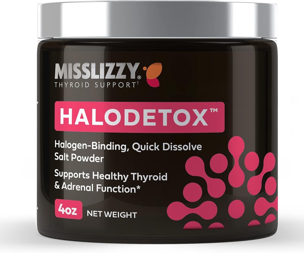 מיס ליזי HaloDetox - Pure, Unrefined פינק פוליסת מלח עם 80 מינרלים להלגן Detox Bromine, Chlorine, & Fluoride, Replenish Electrolytes, ותמיכה בריאים Thyroid & Adrenal פונקציות - 4oz 4oz Bromine, Chlorine, & Fluoride, Replenish Electrolytes, & Support Healthy Thyroid & Adrenal Functions
