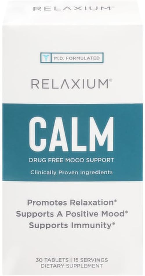 להירגעium Calm, non-Habit Forming, Stress and Mood Support Supplement, Elevate Mood & Boost להירגע עם Ashwagandha, 5-HTP, GABA, פרח תשוקה, (30 טבליות, 2 שבועות אספקה)