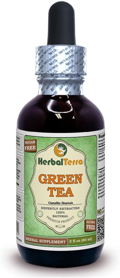 Herbal Terra LLC תה ירוק (Camellia Sinensis) Glycerite, אורגני Dried Leaves אלכוהול חינם נוזל לחלץ 2 oz
