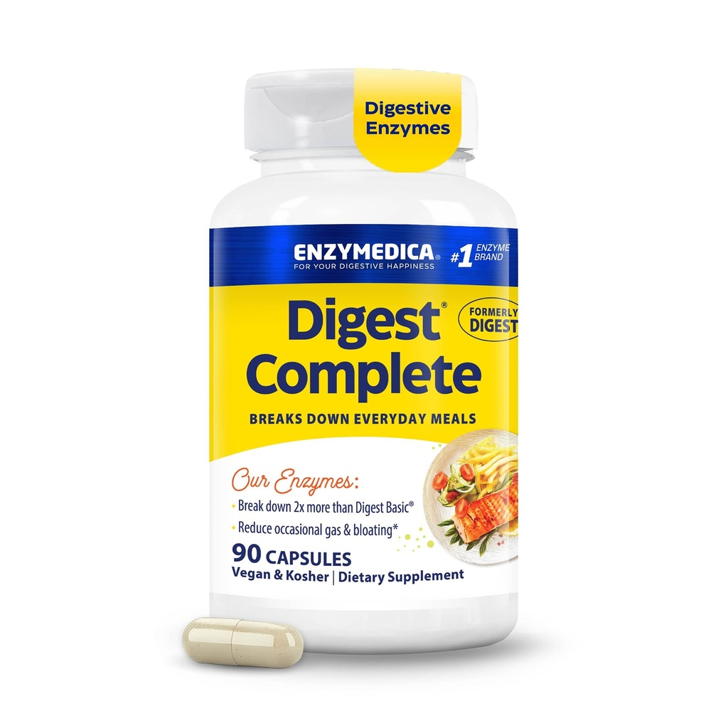 Enzymedica Digest, רונג מלא, Everyday Digestive Enzymes, מציע מהיר לפעול גז ו Bloating הקלה, 90 Count