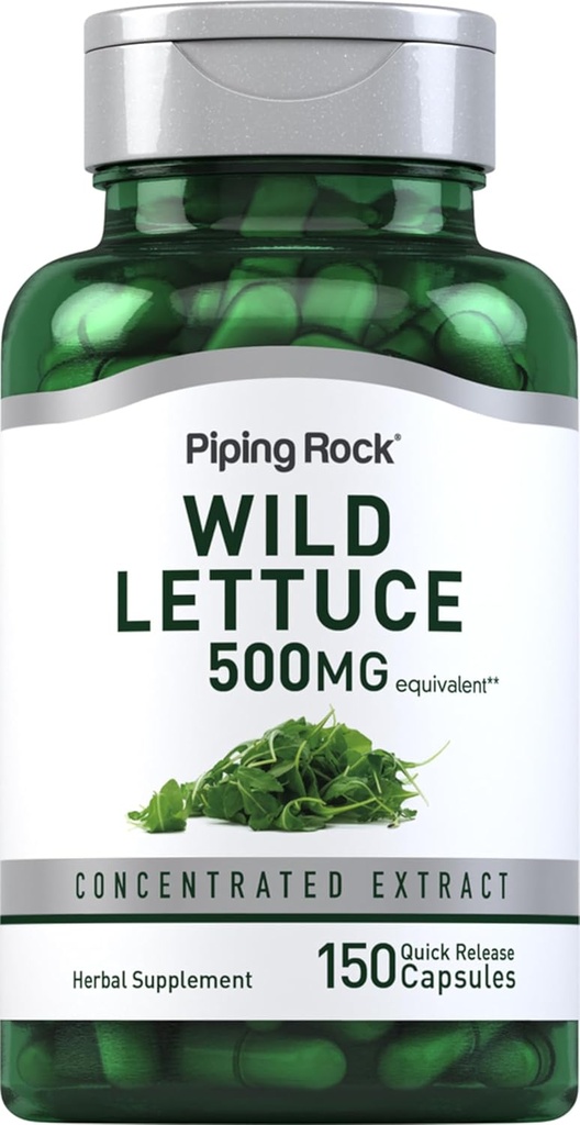 Piping Rock Wild Lettuce לחלץ | 500 מ"ג | 150 קפסולות | הרחבה של Herbal Supplement