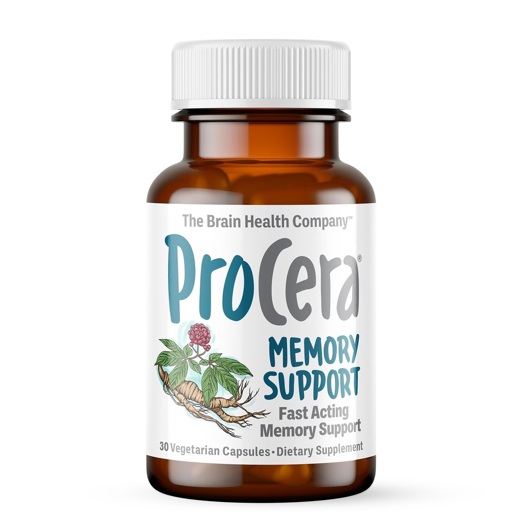 Procera Memory Support - מבוסס על 60+ Ingredient Studies - Boost Mental Performance - Clarity - Mood Stability - Stress - Mental Fatigue - Fitogens - ג'ינסנג - גינקו בילובה - 30 הרוזן