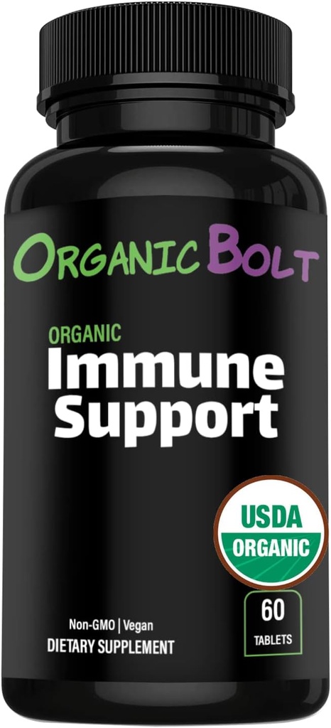 USDA אורגני Immune תמיכה תוסף, High Potency 7-in-1 Immunity Booster Tablets עם ויטמין C, Elderberry, ג'ינג'ר, Moringa Leaf אבקת, Garlic & More - טבעוני & Non-GMO, 20 משרתים