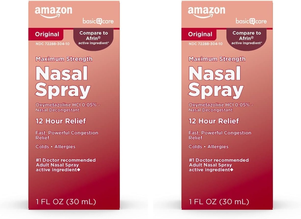 כוח מקסימלי של טיפול 12 Hour Nasal Spray, Oxymetazoline HCl פתרון, עזרה קהילתית, Cold and Allergy Medicine, Decongestant, 1 Fl Oz (Pack of 2)