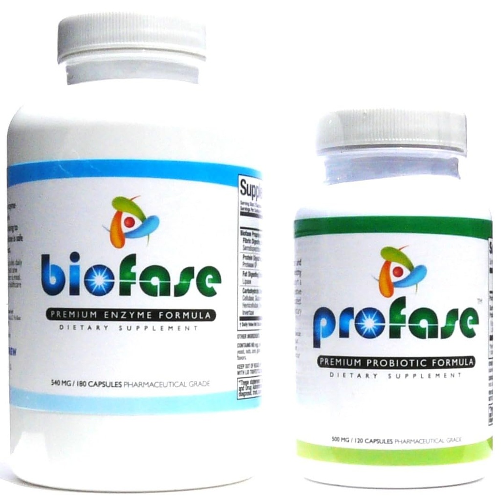 Biofase-Enzyme & Profase-Probiotic Kit - Biofilm Defense, תומך עיכול בריא והגלורה שלך איזון - גדול Kit