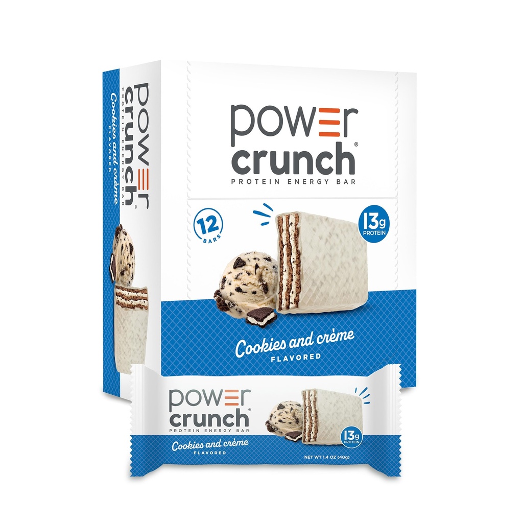Power Crunch חלבונים Bars, חלבונים גבוהים עם טעם טעים, עוגיות ו Crème, 1.4 אוונס (12 Count)