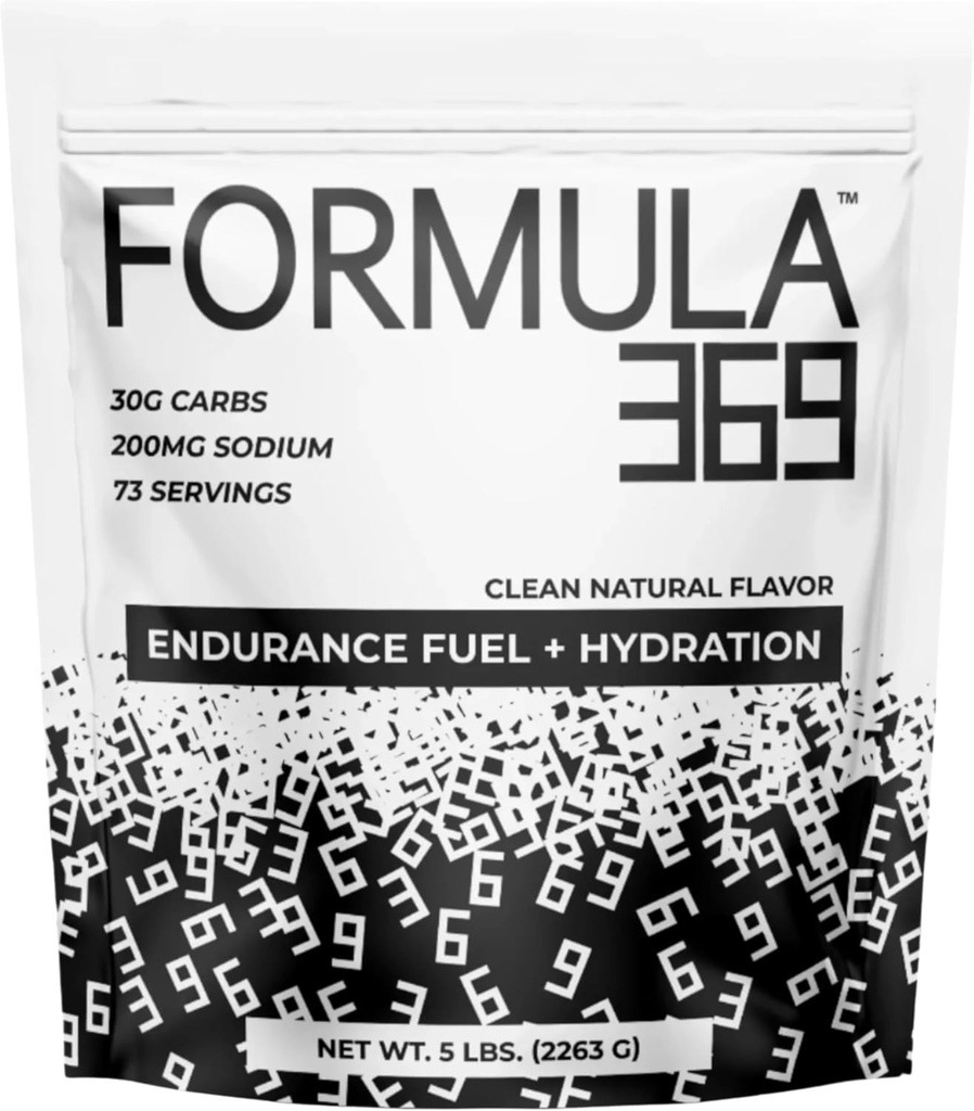 פורמולה 369 Endurance & Energy Drink Mix - 30g Carbs + אלקטרוליטים | אבקת פחמימות כפולה לאתלטים | טבעונית (5lb, Unflavored)