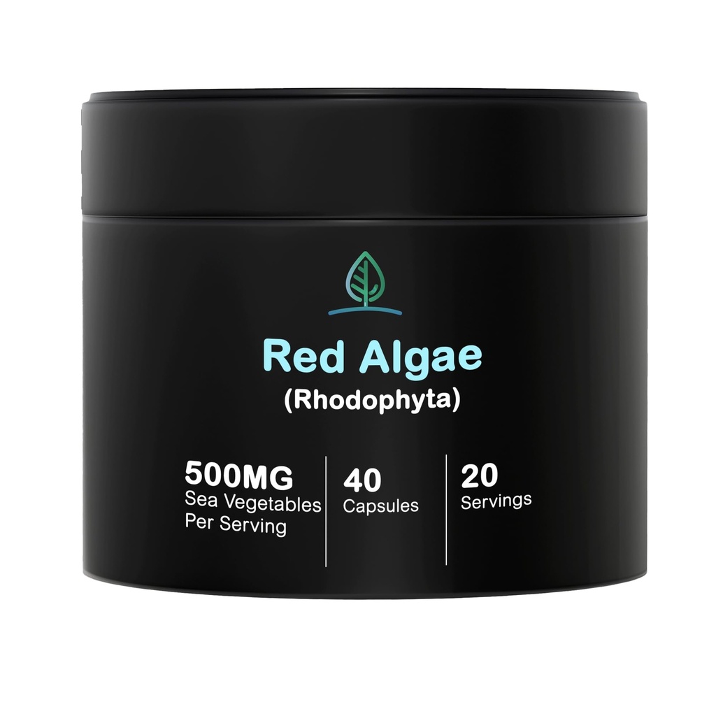Holistic Bin Red Marine Algae קפסולות Gigartina ו Dumontiacea Red Algae תוספים | Gluten Free, Vegan, Wild Harvested | Rich in אומגה 3 (40 קפסולות)