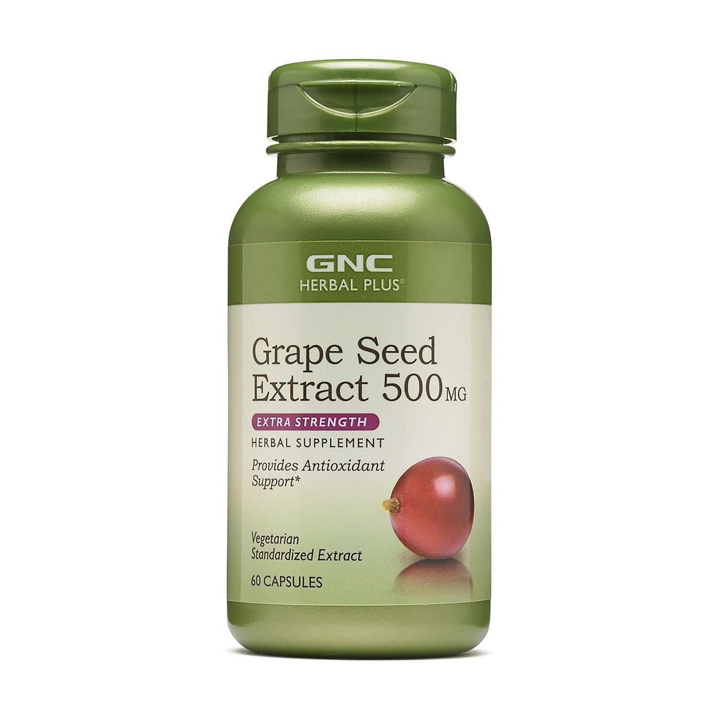 GNC Herbal Plus Grape Seed לחלץ 500 מ"ג תוספת כוח, Vegetarian, 60 משרתים