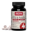 Jarrow Formulas Methyl B-12 & Methyl Folate - 60 טבליות Chewable, Cherry - ביואקטיבי ויטמין B12 & B9 - תומך בייצור אנרגיה, תפקוד המוח ומטבוליזם - גלטן חינם - 60 משרתים