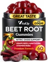 Beet Root Gummies - Beet Gummies - Red Beets Supplements with Beetroot, Grape Seed, Coq10, ויטמין C & B12 - 60 Beet Chews