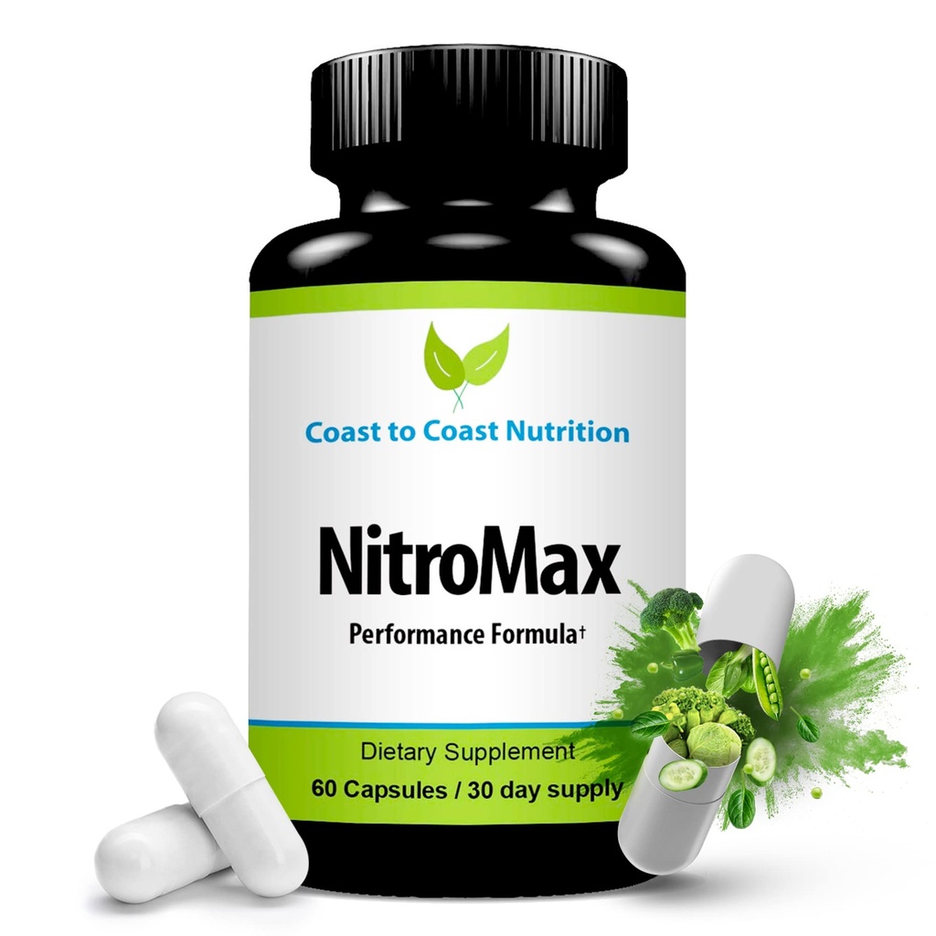 NitroMAX ביצועים פורמולה - L-Arginine Nitric Oxide תוספת פלוס Citrulline, AKG, Beta Alanine - בנו שריר, אשולריות, אנרגיה, Circulation - Workout Harder - 60 L-Arginine קפסולות