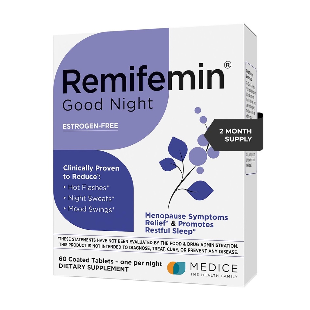 Remifemin Good Night - Menopause הסימפטומים הקלה ומנוחה תמיכה בשינה - קליני פרובנס Ingredients - תוספי Menopause - Black Cohosh - Estrogen-Free - Made בגרמניה - 60 טבליות