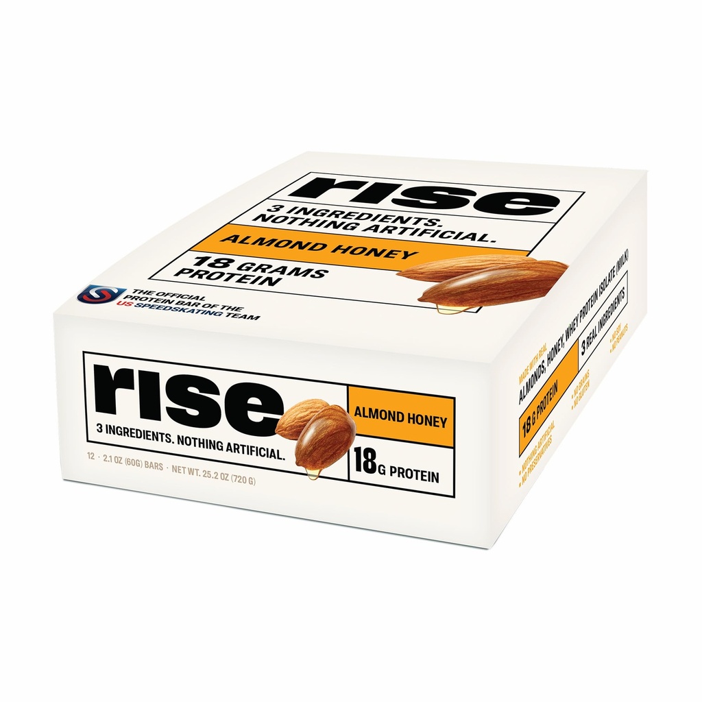 ארוחת הבוקר Rise Whey Protein Bars Almond Honey, 18g חלבון, 2.01 oz (12 Pack)