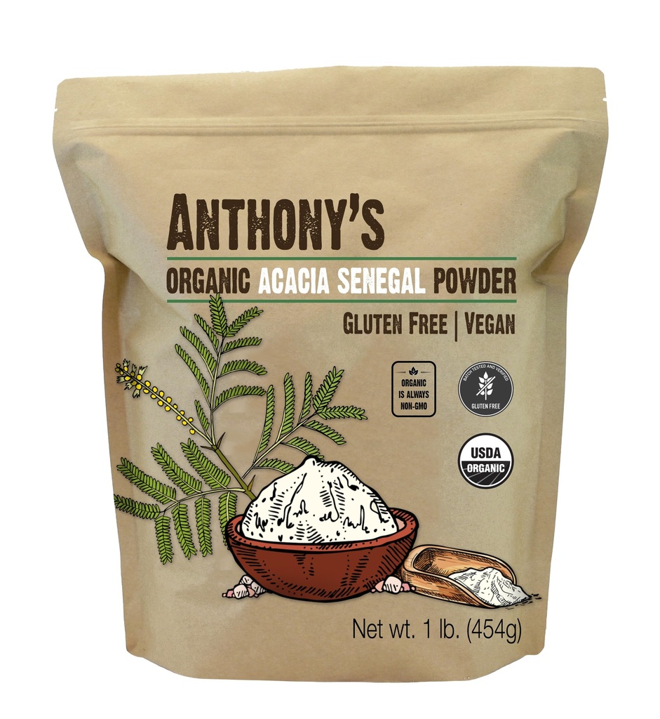 אבקת Acacia Senegal של אנתוני, 1 lb, Batch Tested Gluten חינם, non GMO, Soluble סיבים, Prebiotic