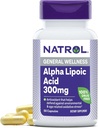 Natrol Alpha Lipoic Acid 300 מ"ג, תוסף תזונה עבור כללי בריאות, 50 קפסולות, 50 יום אספקה