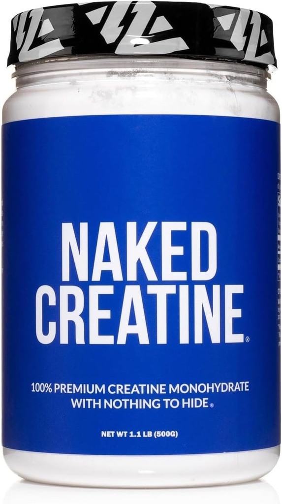 NAKED Pure Micronized Creatine Monohydrate אבקת - Unflavored, 500g, 1.1lb Bulk - טבעוני, non-GMO, Gluten-Free, Soy-Free, No Fillers, תומך צמיחה שרירים ועוצמה - 100 משרתים