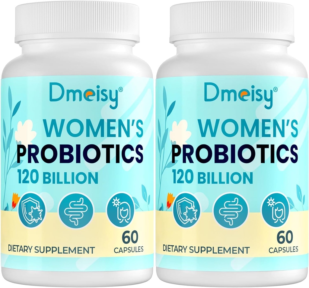 120 מיליארד CFU Probiotic - Menopause תומך Probiotics עבור נשים, Natural Menopause תוספת פרוביוטית עבור Hot Flashes Night Sweats Mood Swings הורמון איזון Gut & Immune בריאות 120 Caps