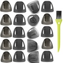 20Packs Small 6mm Hearing Domes Smokey Gray Tips for GN Resoundable for Open Fit BTE Sound Amplifier PSAP Kit Invisible (קטן) עם 1 Brush