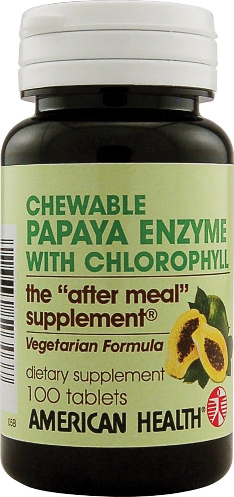 בריאות אמריקאית פאפאיה Enzyme עם Chlorophyll - 100 טבליות Chewable - מקדם Absorption חומרים מזינים - non-GMO, טבעוני, Gluten Free - 33 משרתות