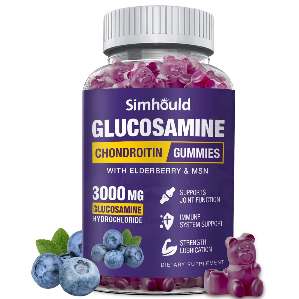 Glucosamine Chondroitin Gummies - 3000MG תוספת תמיכה משותפת תוספת כוח תוספת תוספת תוספת תוספת תוספת תוספת תוספת תוספת תוספת תוספת תוסף עם MSM & Elderberry, גמישות, Antioxidant Immidant תמיכה חניכיים למבוגרים, גברים ונשים