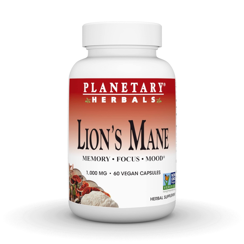 The Planetary Herbals Lion's Mane, for Memory, Focus, and Mood *, 1,000 מ"ג - 60 קפסולות טבעוניות