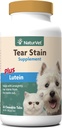 NaturVet - Tear Stain Plus Lutein - מבטל את Tear Stains - משופרת עם פלט Cranberry, Calcium Ascorbate & אורגון Grape Root - עבור כלבים וחתולים - 60 טבליות