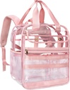 Clear Heavy Duty PVC Transud, multi-Pockets for Work, Travel (Pink)