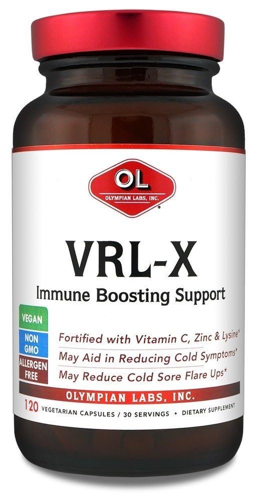 אולימפיה Labs VRL-X Advanced Immune Support, ויטמין C, Zinc & Lysine, May Aid in Cold Sore הקלה, 120 קפסולות