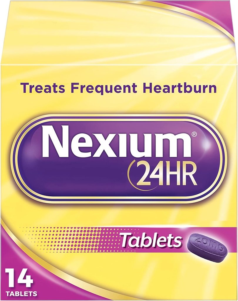 Nexium 24HR נדחה טבליות הלבבורן, Esomeprazole Magnesium Acid מופחתr, 20 מ"ג, 14 Count Count