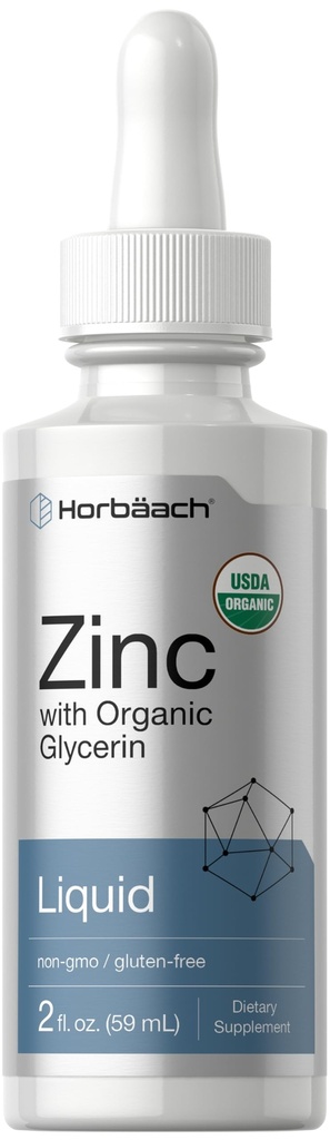 Horbäach נוזל Znc טיפות | 2 Oz | עם אורגני Glycerin | Vegetarian, non-GMO, Gluten Free Supplement