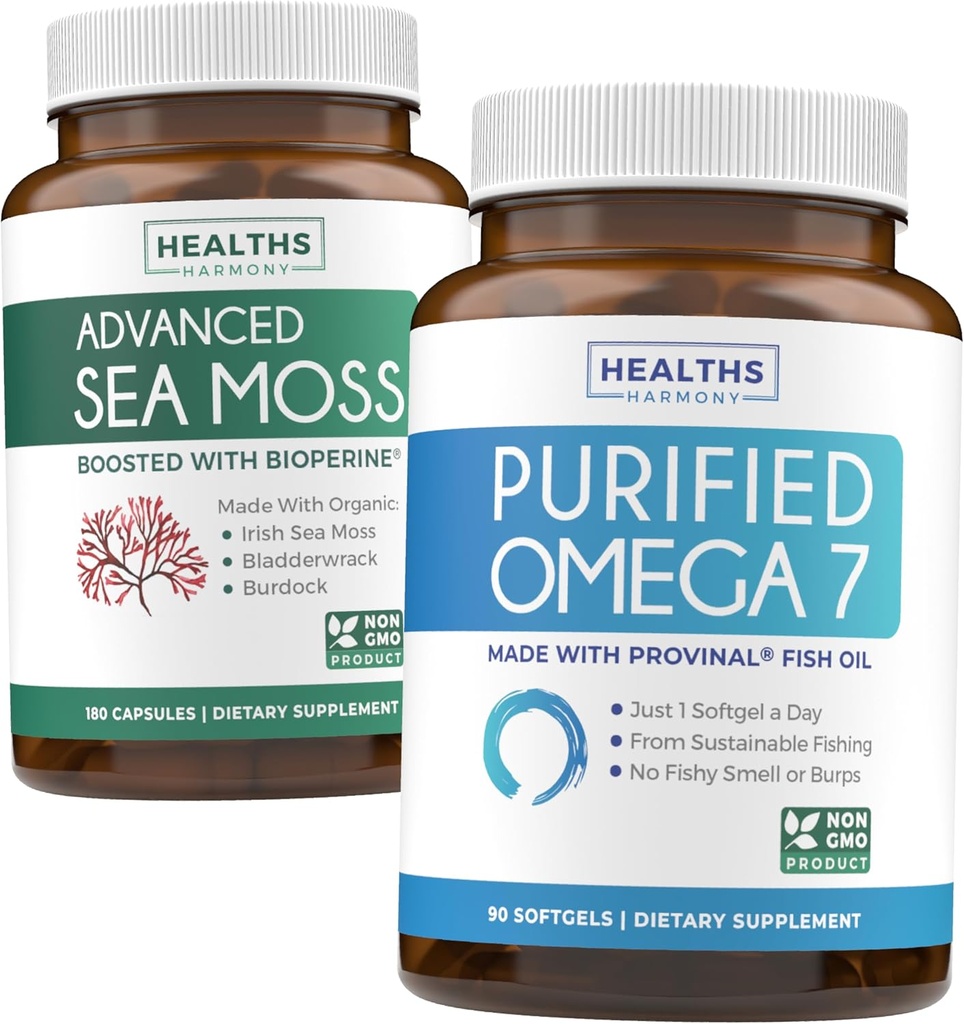Irish Sea Mosss & אומגה 7 (3-Month Supply) Sea אומגה Combo Bundle - Organic Irish Sea Mos - Raw Vegan Supplement (180 Caps) & אומגה 7 Softgels - Provinal Sustainable Sustainable Provian Anchovy Fish Oil -90 Caps - Caps - Raw Vegan Supplement (180 Caps) & אומגה 7 Softgels - Provinal Sustainable Sustainable Sustainable Sustainable Provinal Sustainable Provian Anchovy Fish שמן דגים שמן -90 -90 Caps -1990 Caps Fish שמן -90 Caps -1990