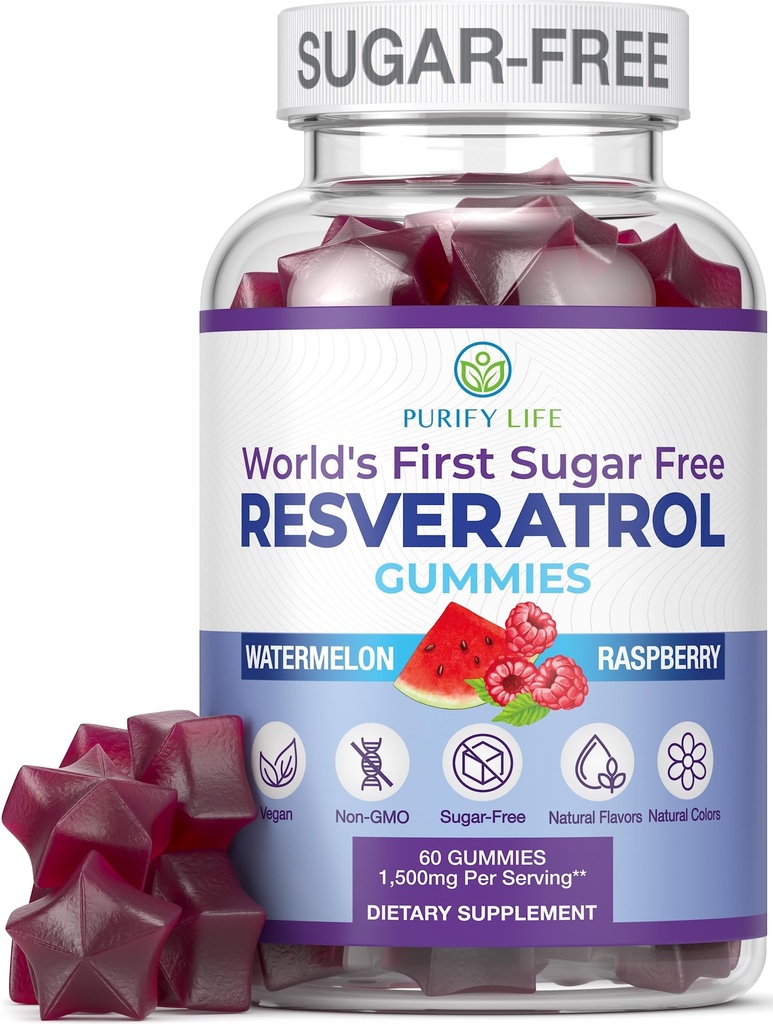סוכר חינם Resveratrol מסטיקנים - Acent Anti-Aging Antioxidant - תוספת Resveratrol לתמיכה בבריאות העיכול & Immune - צמח טבעי לצמיחת תאים ותיקון - Easy Chewable NMN Alternative
