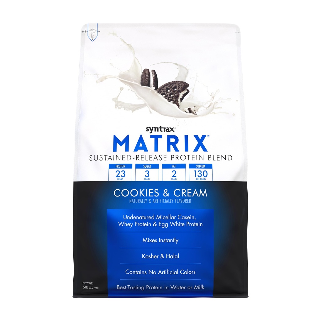 Syntrax Nutrition Matrix - Sustained-Release חלבונים, קובצי Cookie & Cream 5 lbs