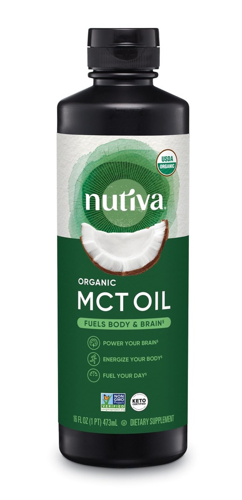 Nutiva אורגני MCT שמן, כשר, Keto Friendly, USDA מוסמך אורגני, non-GMO, 16 Fluid Ounce (Pack of 1)