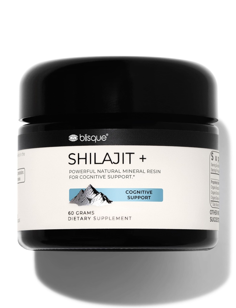 Blisque - Pure ההימלאיה אורגנית Shilajit Resin תוסף | תמיכה קוגניטיבית | עם אורגני Bacopa ו Gotu Kola | Authentic and Natural | 60 גרמים