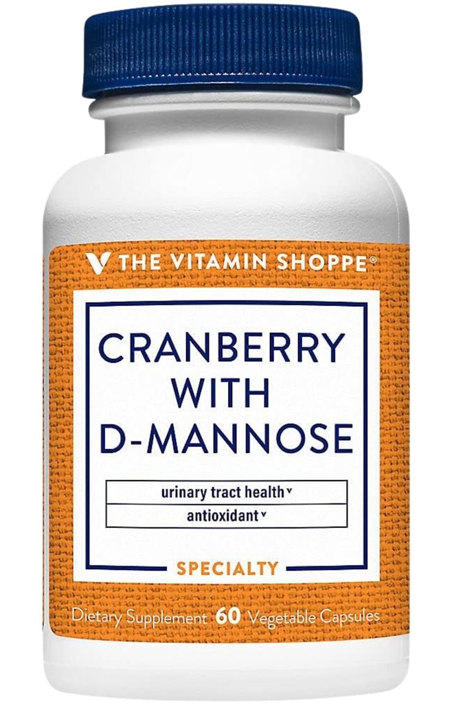 ויטמין Shoppe Cranberry עם D-Mannose, Urinary Tract & Bladder Health, Antioxidant עם 60 מ"ג ויטמין C עם Cranrich (Cranberry Concentrate) (60 קפסולות Veggie)