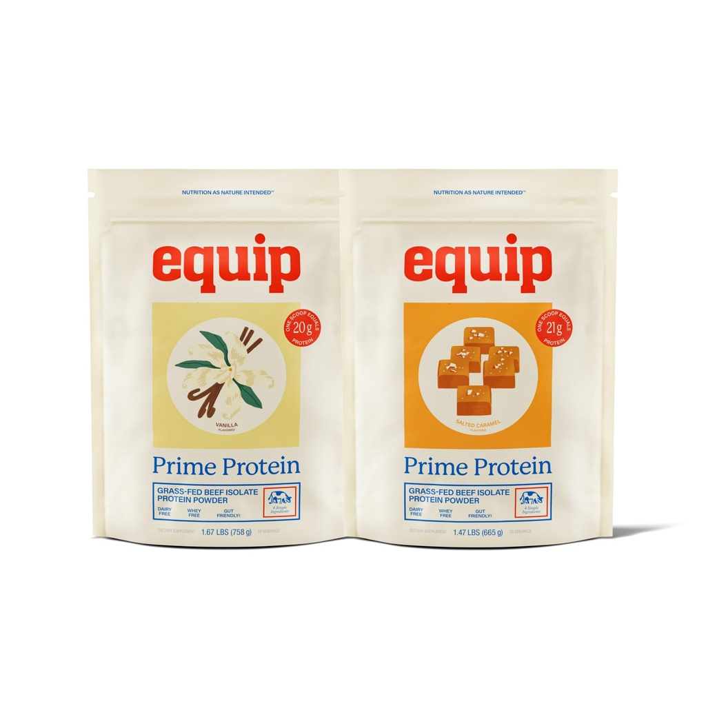 Equip Foods Prime חלבונים אבקת Vanilla & Prime חלבונים אבקת סולט קארמל