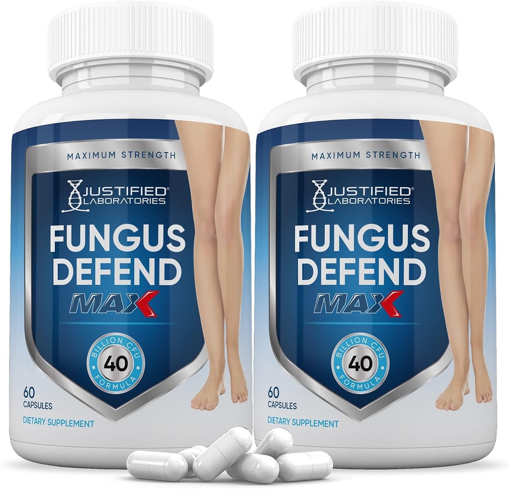 מעבדות מוצדקות (2 Pack) Fungus Defend Max Pills 40 מיליארד CFU Probiotic 120 קפסולות