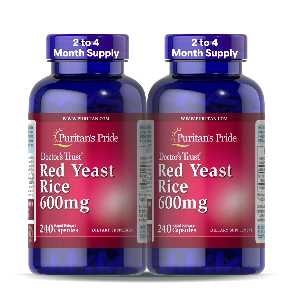 שירותי הגאווה של פוריטאן מאמינים ב- Red Yeast Rice 600 מ"ג, תוספת תזונתית, 240 קפסולות שחרור מהירות, 2 Pack