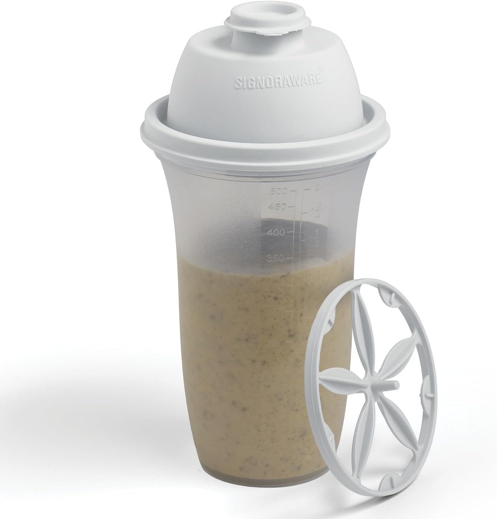 SIGNORA WARE Shaker Bottles | 17-Ounce פלסטיק חלבון שקד בקבוק עבור Meal החלפת Shakes & Smoothies, Beverages, Mixing Salad Dressing & Sauces, Margarita ועוד