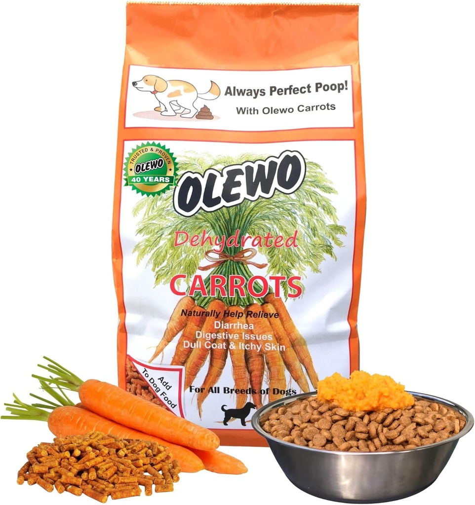 Olewo Original Carrots for Dogs - סיבים עבור פופ מושלם, כלבים מזון טופפרס עבור אוכלי פיקטי, עור טבעי & קואט תמיכה, Multivitamin, Probiotics for Digestive and Gut Health, 5.5 lbs
