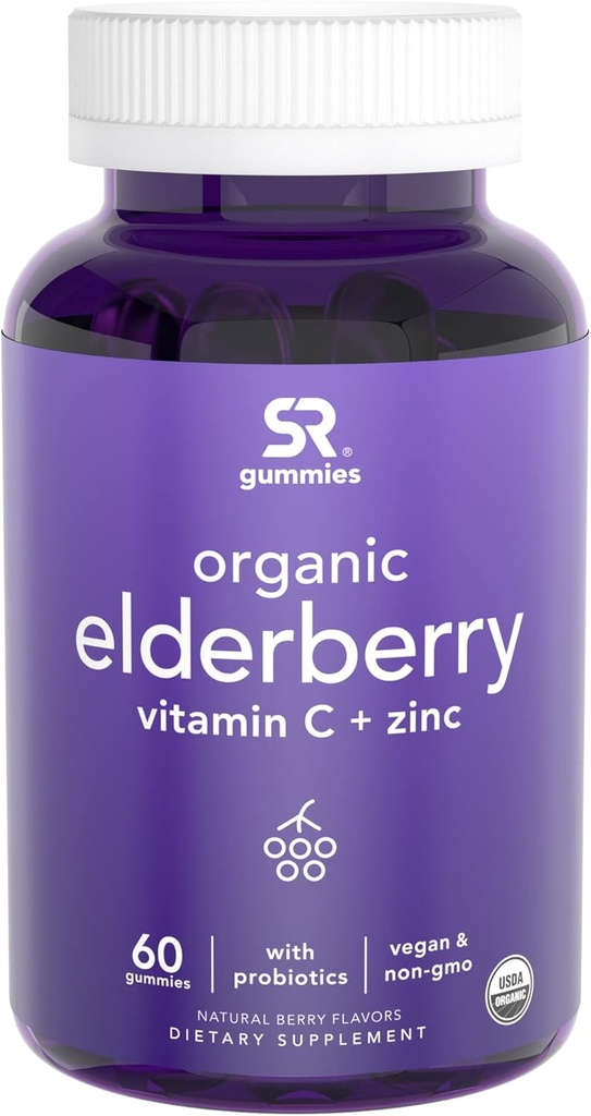 חניכיים ישנות (65:1) עם ויטמין C, Zinc & Probiotics for Immune Support & Gut Health | USDA אורגני, מוסמך ו- non-GMO מאומת (60 חניכיים טבעוניות)